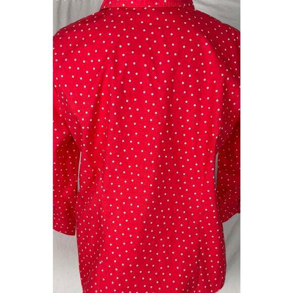Christopher & Banks Medium 3/4 Sleeve Polka Dot Button Front Shirt - Picture 7 of 8